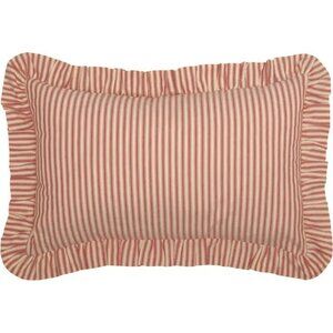 Sawyer Mill Red Ticking Stripe Fabric Pillow 14x22 NEW